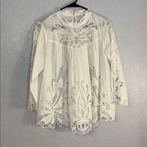 Anthropologie Harlyn White Lace Blouse medium boho